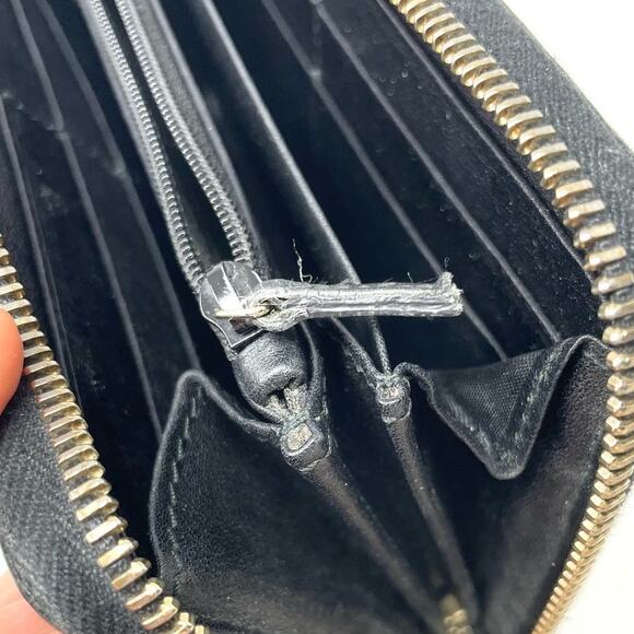 Gucci GG Monogram Guccissima Black Leather Zip Around Long Card Wallet Clutch - Picture 13 of 16